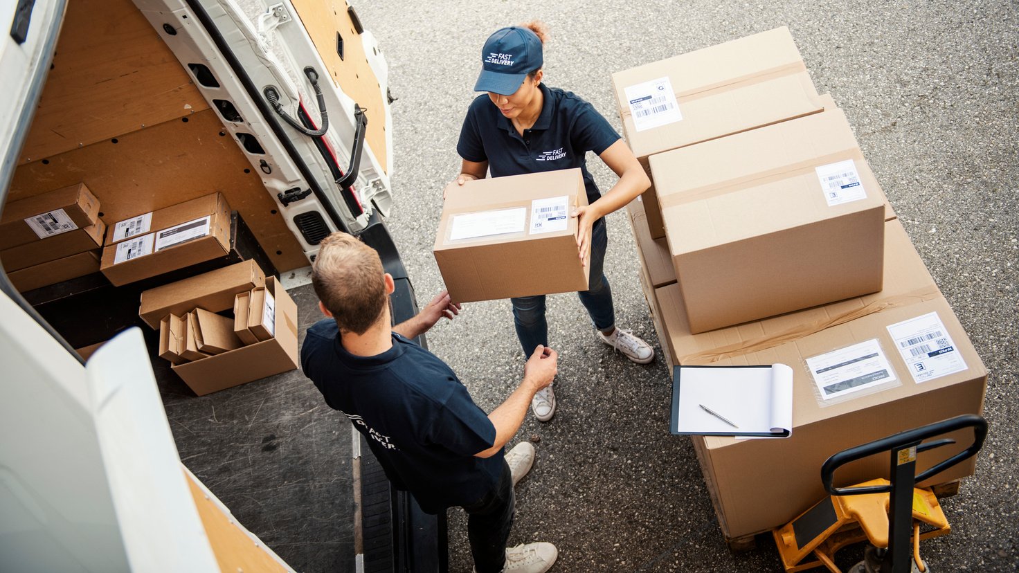 Delivery Workers Loading Delivery Van